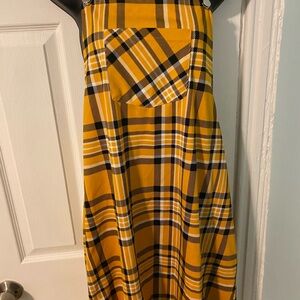 SOLD Black and yellow plaid overall dress 3/$15💕